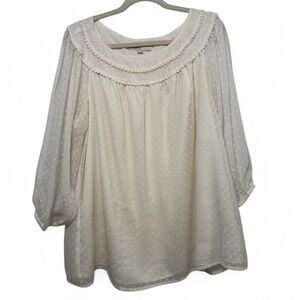LOFT Cream‎ Textured Blouse